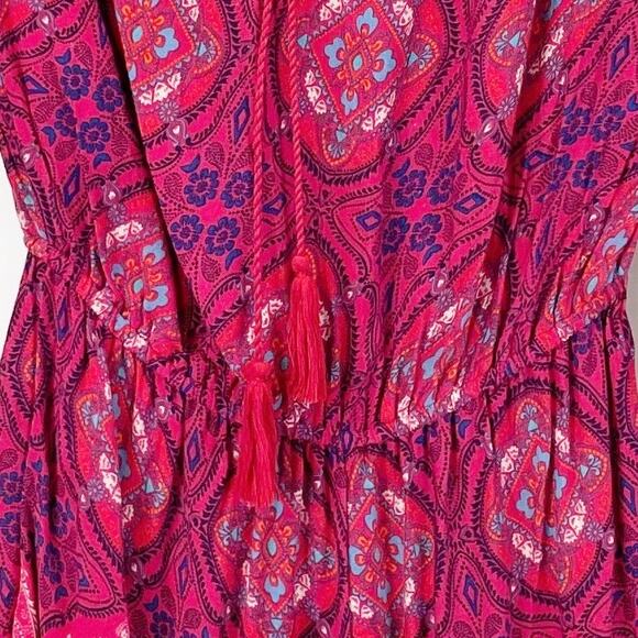 O'Neill Womens S Nashville Red Print Off Shoulder Romper Boho Red Pink Summer - Picture 5 of 11